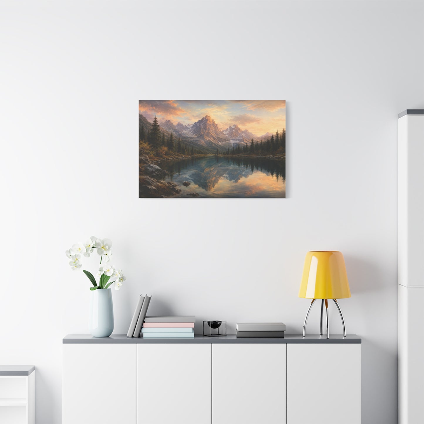 Majestic Mountain Lake Landscape Canvas Wall Art
