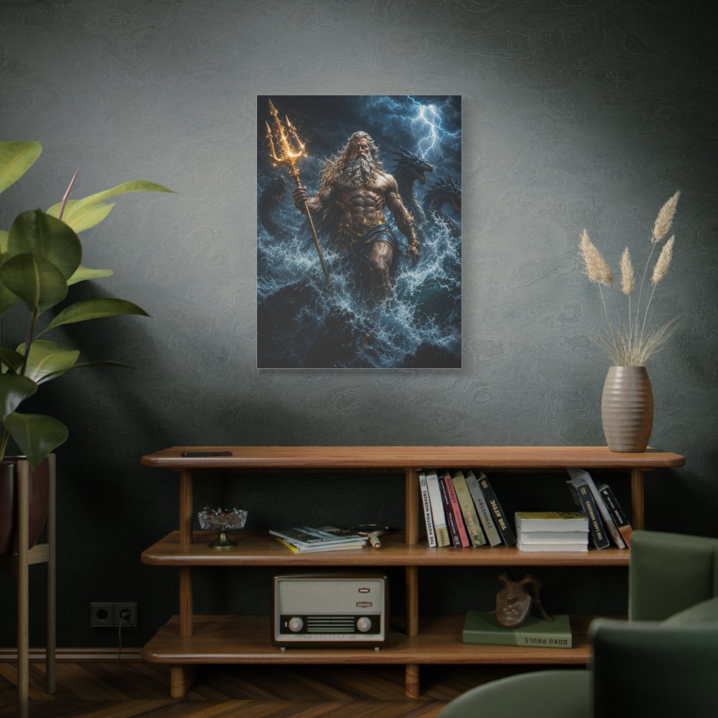 Poseidon Rising Canvas Wall Art – Mythological Ocean Storm