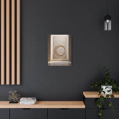 Suspended Stone Ring | Minimalist Architectural Matte Canvas Wall Art