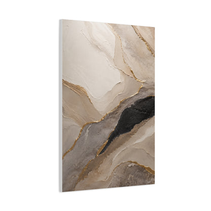 Abstract Marble Canvas Wall Art with Gold Vein Accents