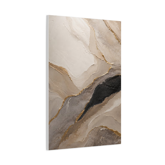 Abstract Marble Canvas Wall Art with Gold Vein Accents