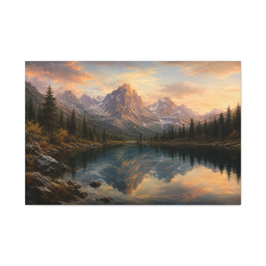 Majestic Mountain Lake Landscape Canvas Wall Art