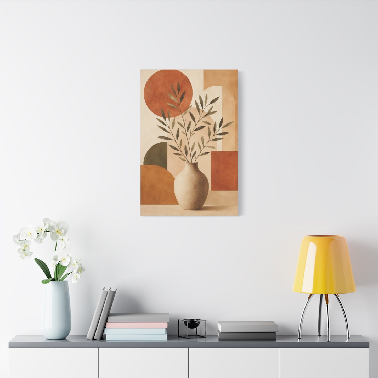 Minimal Abstract Botanical Vase Canvas Wall Art