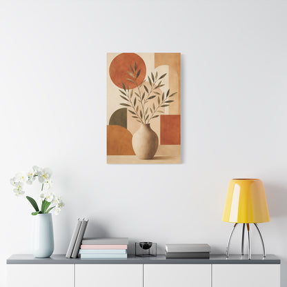 Minimal Abstract Botanical Vase Canvas Wall Art