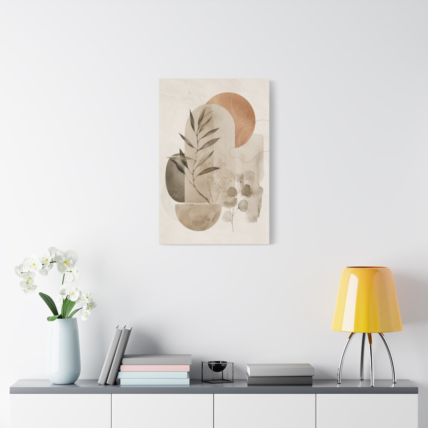 Botanical Geometry Neutral Abstract Canvas Wall Art