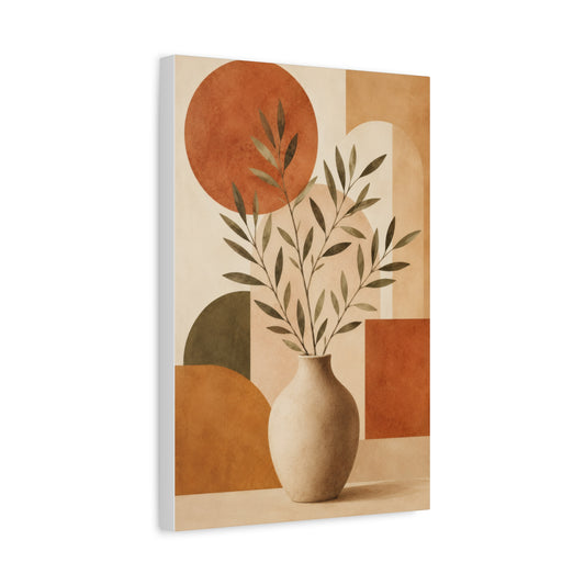Minimal Abstract Botanical Vase Canvas Wall Art