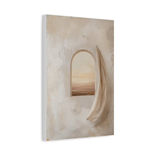 Minimalist Arched Window Neutral Landscape Canvas Wall Art