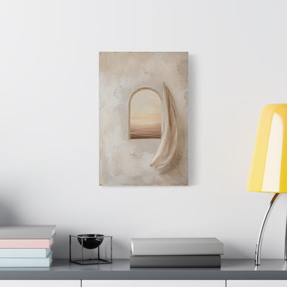 Minimalist Arched Window Neutral Landscape Canvas Wall Art