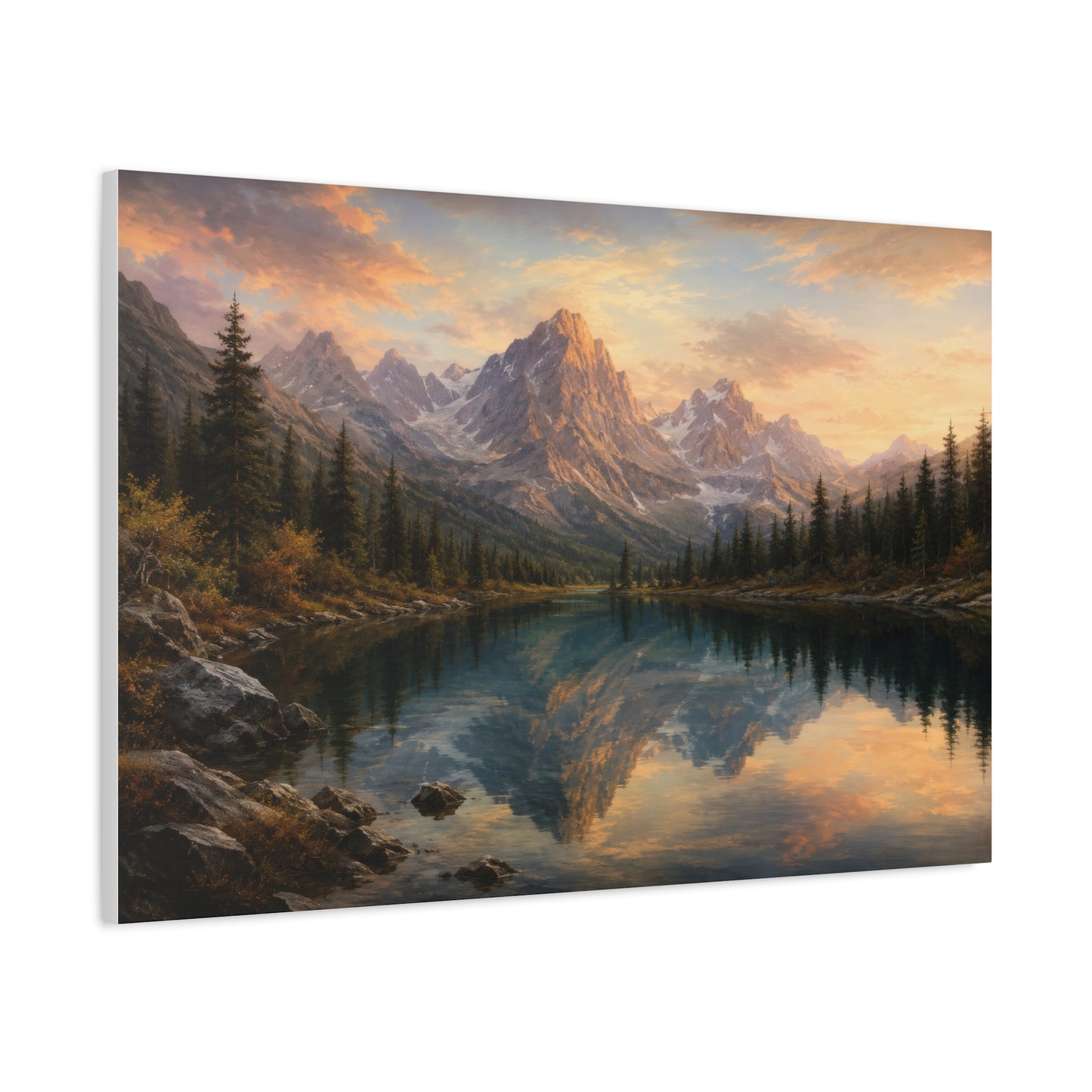 Majestic Mountain Lake Landscape Canvas Wall Art