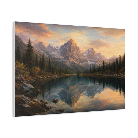 Majestic Mountain Lake Landscape Canvas Wall Art