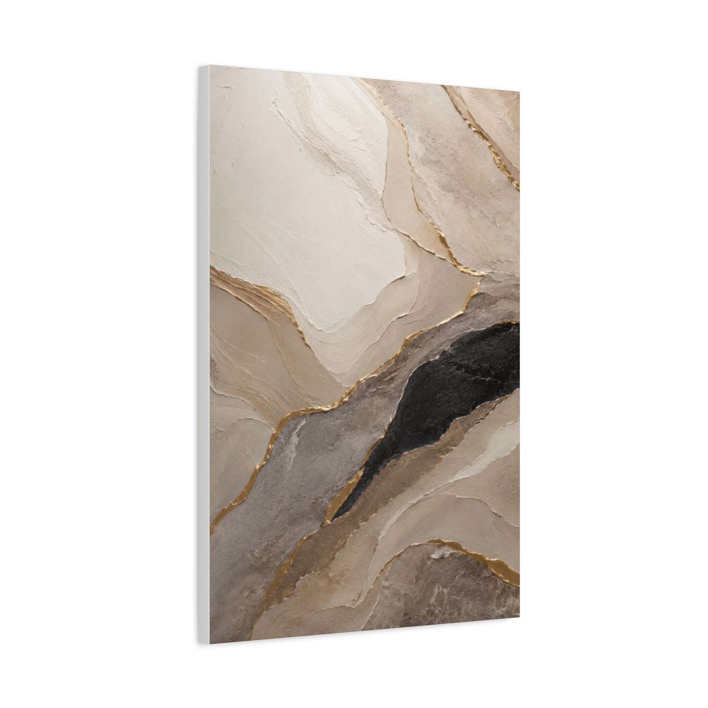 Abstract Marble Canvas Wall Art with Gold Vein Accents