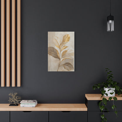 Minimal Botanical Canvas Wall Art in Soft Gold & Neutral Tones