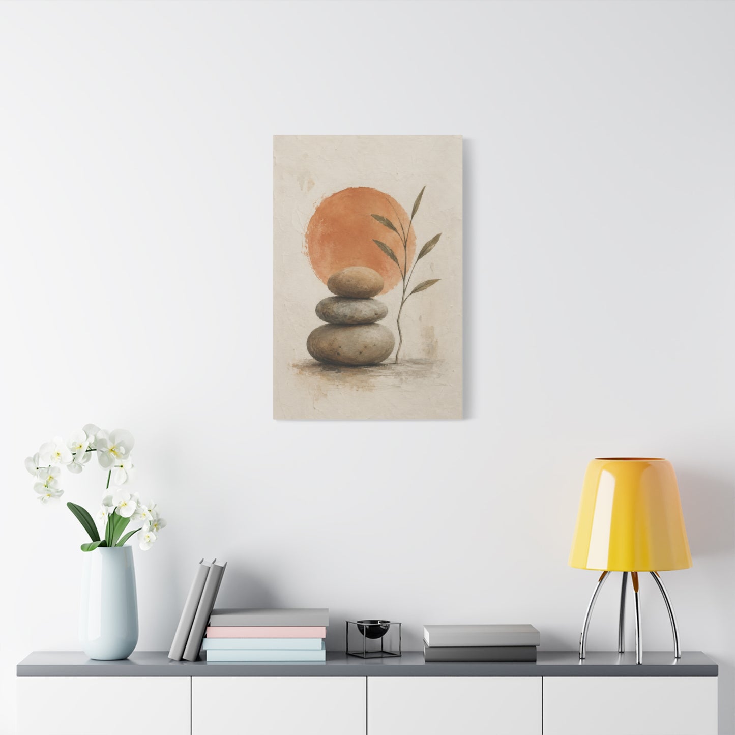 Balanced Stones Zen Canvas Wall Art | Minimal Earth Tone Decor